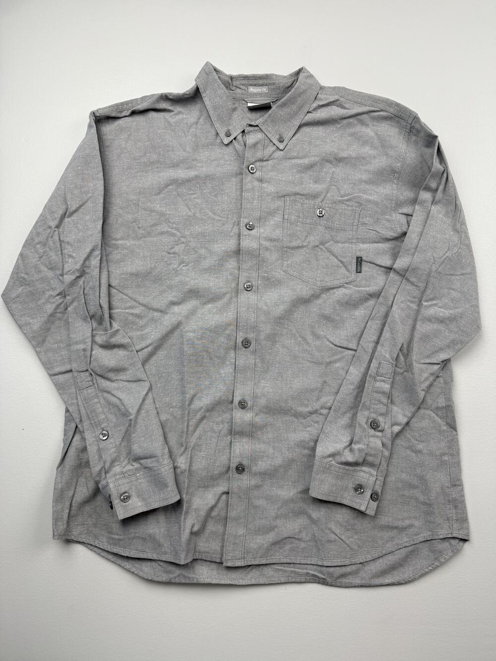 Columbia Shirt Mens XL Gray Solid Long Sleeve Button Down Casual Outdoor